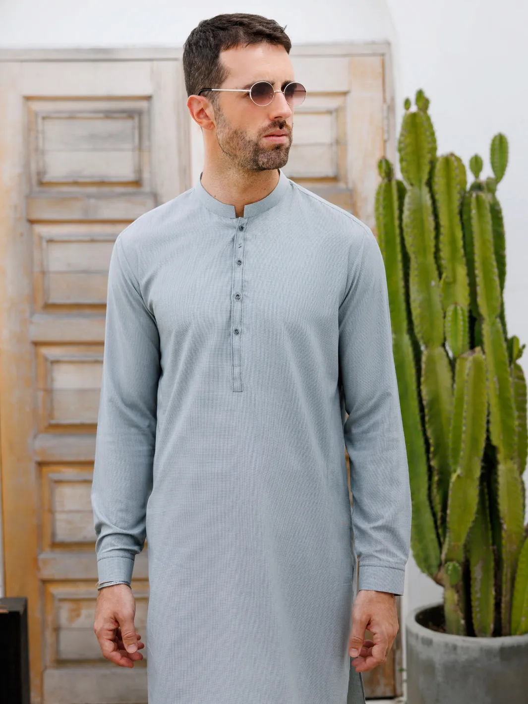 GREY BLENDED KURTA TROUSERS | AL-KT-3090/AM-6212A sold by Junaid Jamshed product image thumbnail 3