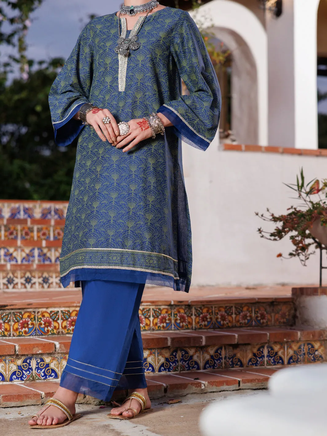 BLUE LAWN KURTI | AL-LK-1031/FB-1031A sold by Junaid Jamshed