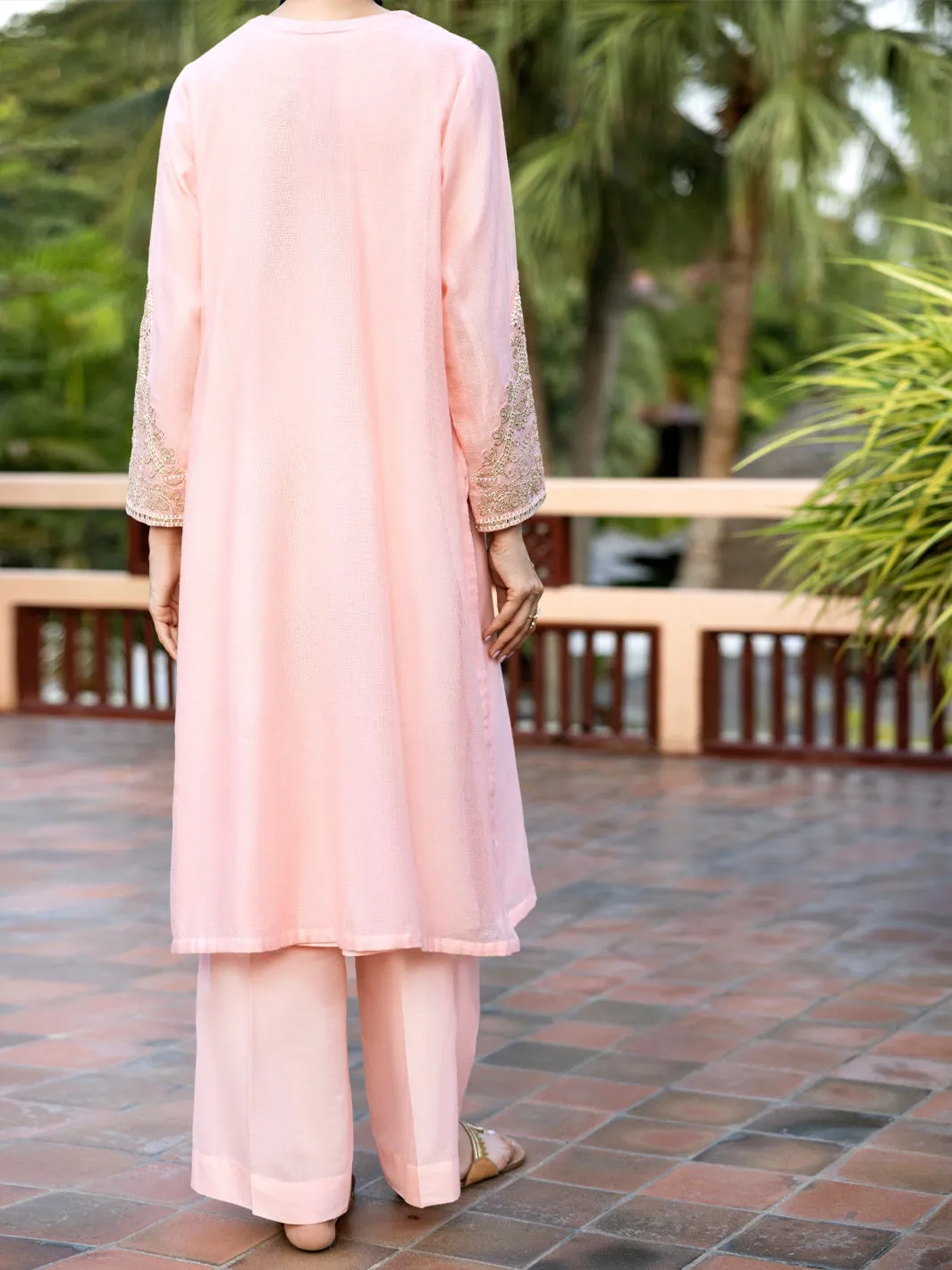 PINK KHADDI NET KURTI | AL-LK-1034/AM-3146A sold by Junaid Jamshed product image thumbnail 2