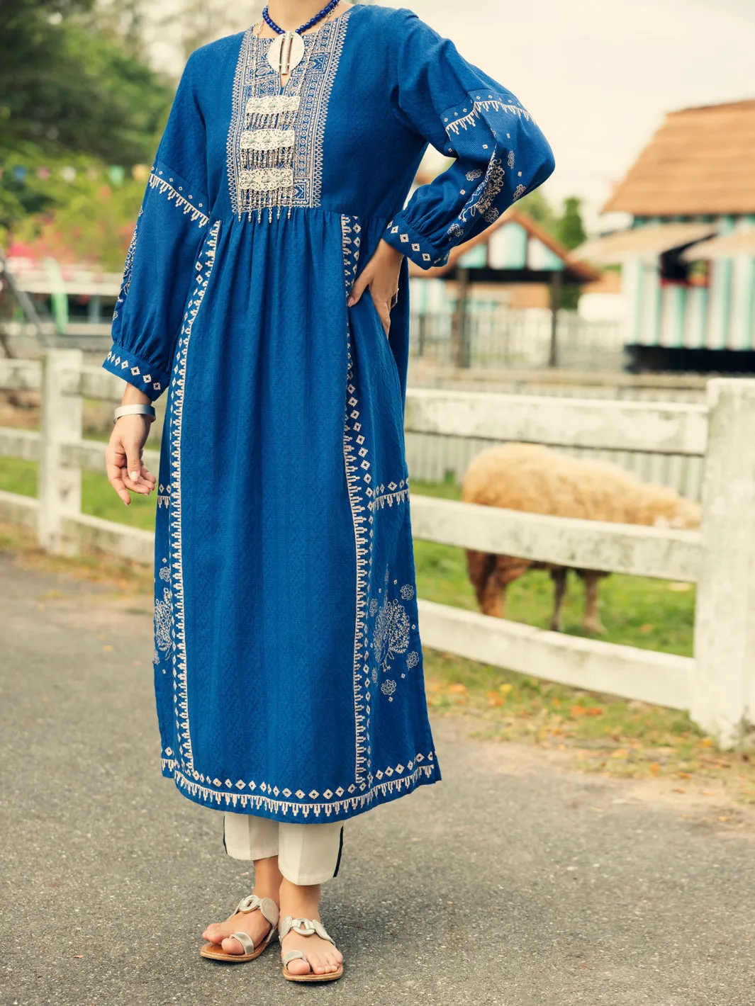 BLUE LINO KARA KURTI | AL-LK-1045/FB-1045A sold by Junaid Jamshed