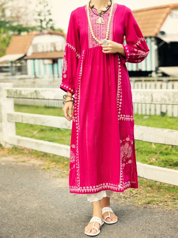 PINK LINO KARA KURTI | AL-LK-1047/FB-1047A sold by Junaid Jamshed