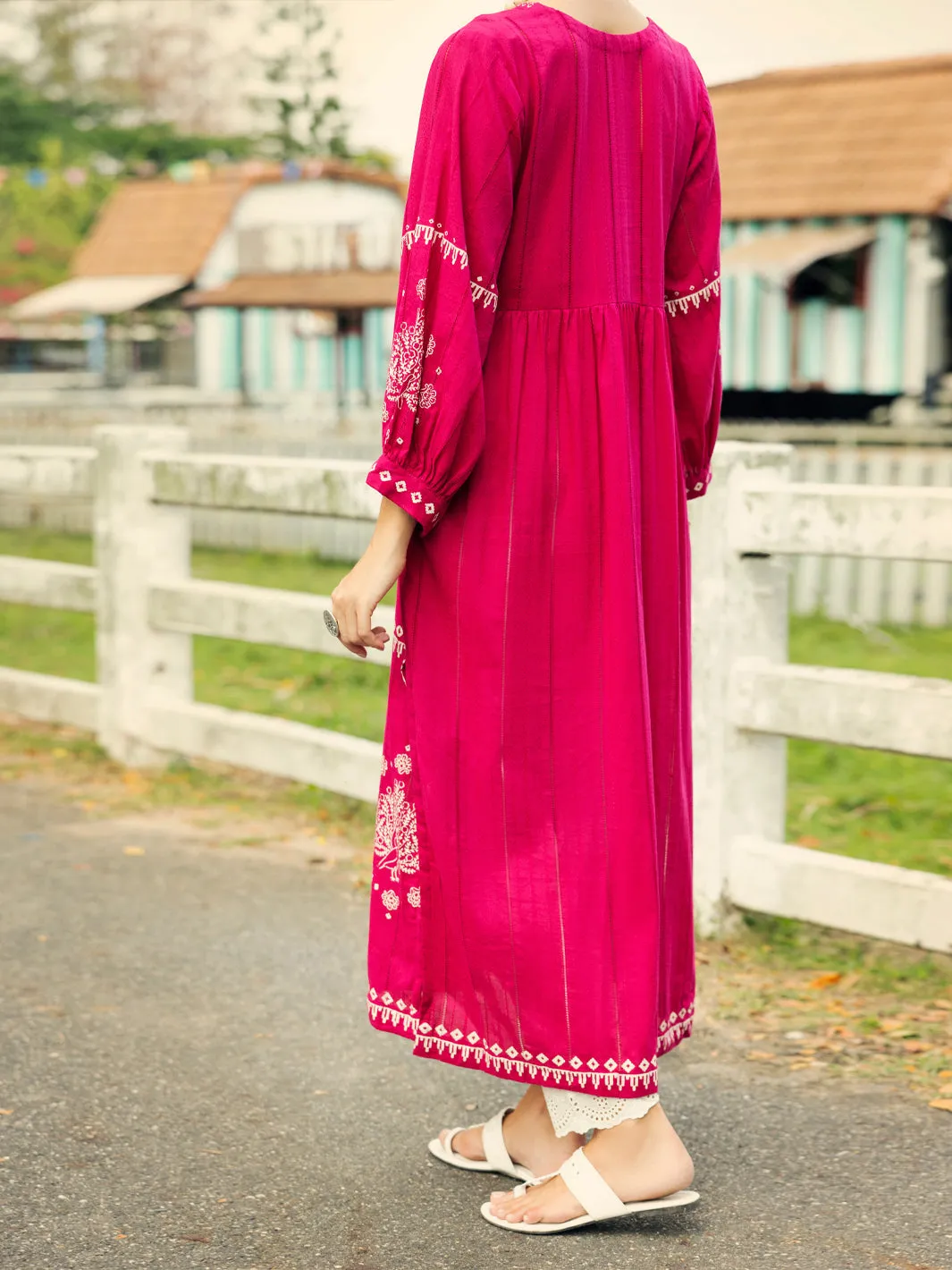 PINK LINO KARA KURTI | AL-LK-1047/FB-1047A sold by Junaid Jamshed product image thumbnail 2