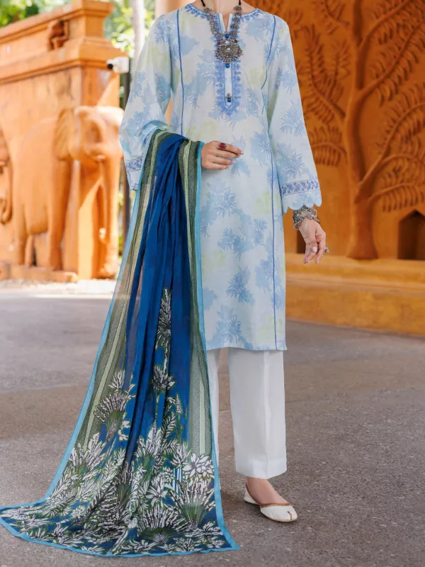 SKY BLUE LAWN 3PC UNSTITCHED | ALP-3PS-2005 FB-2005A sold by Junaid Jamshed
