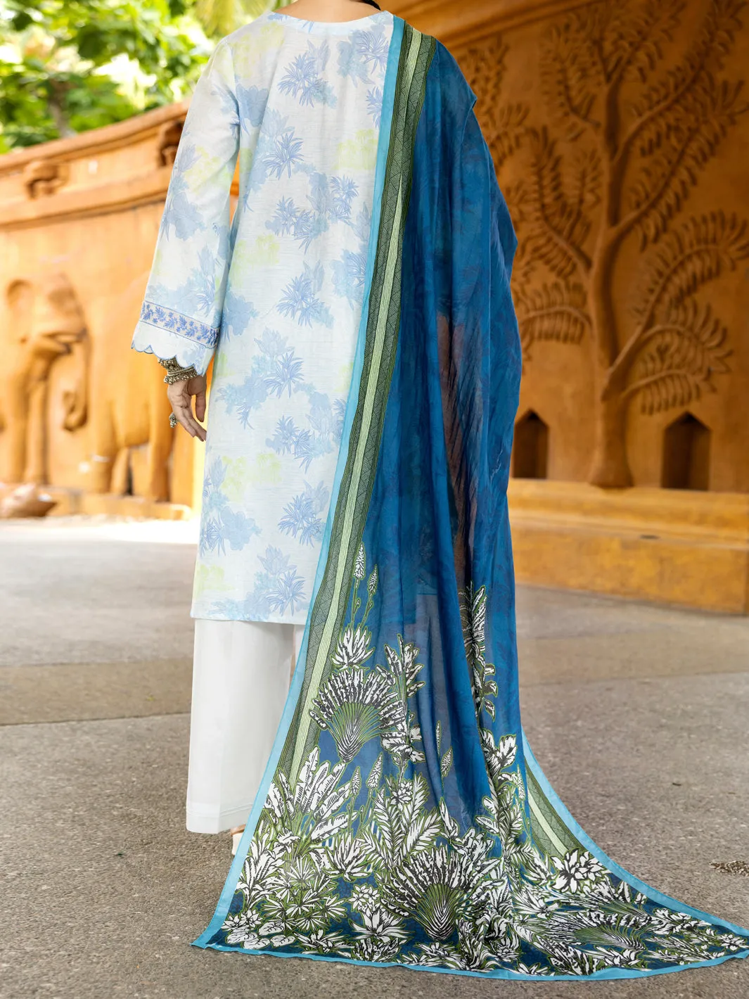 SKY BLUE LAWN 3PC UNSTITCHED | ALP-3PS-2005 FB-2005A sold by Junaid Jamshed product image thumbnail 2