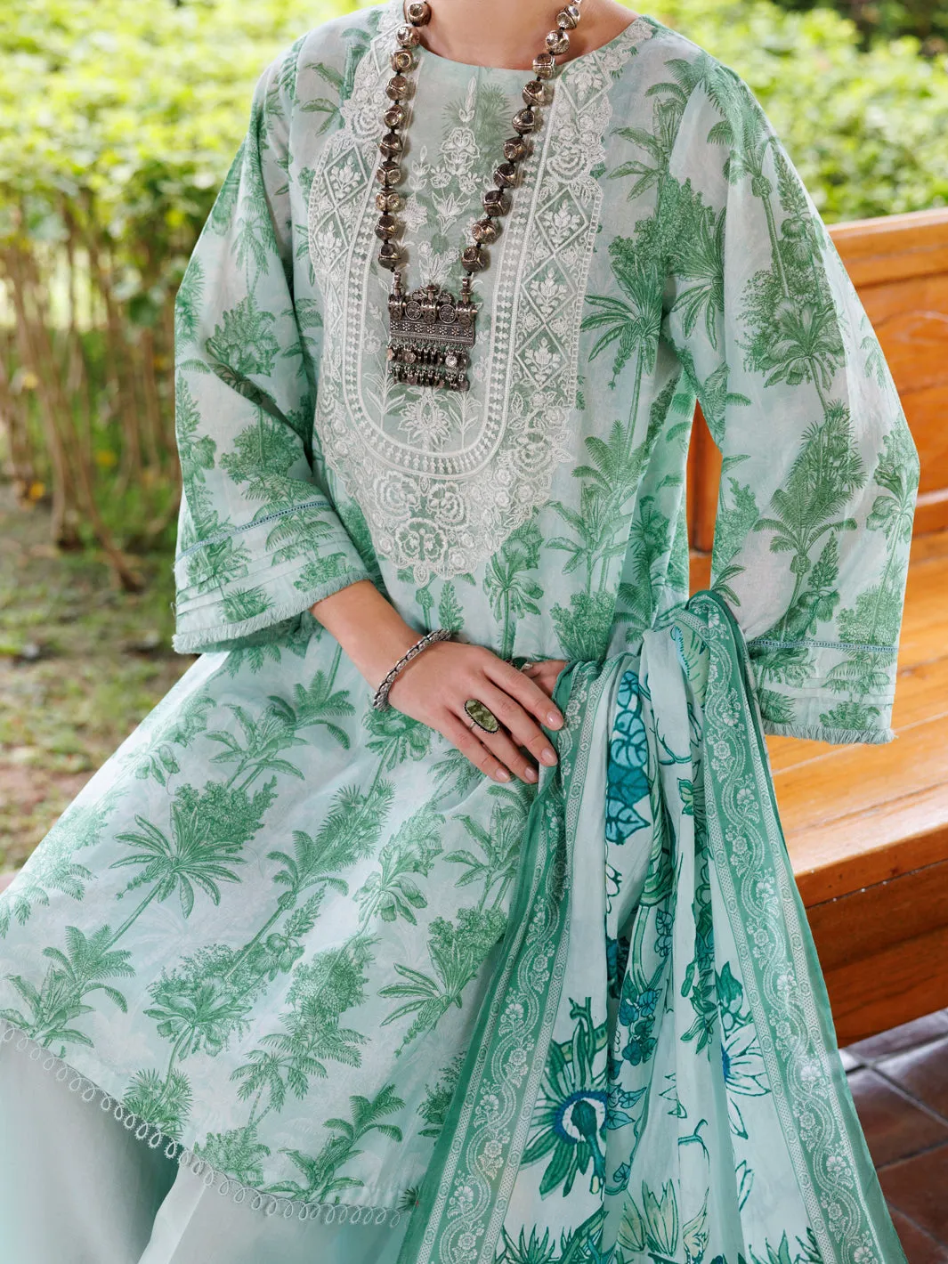 LIGHT GREEN LAWN 3PC UNSTITCHED | ALP-3PS-2006 FB-2006A sold by Junaid Jamshed product image thumbnail 3