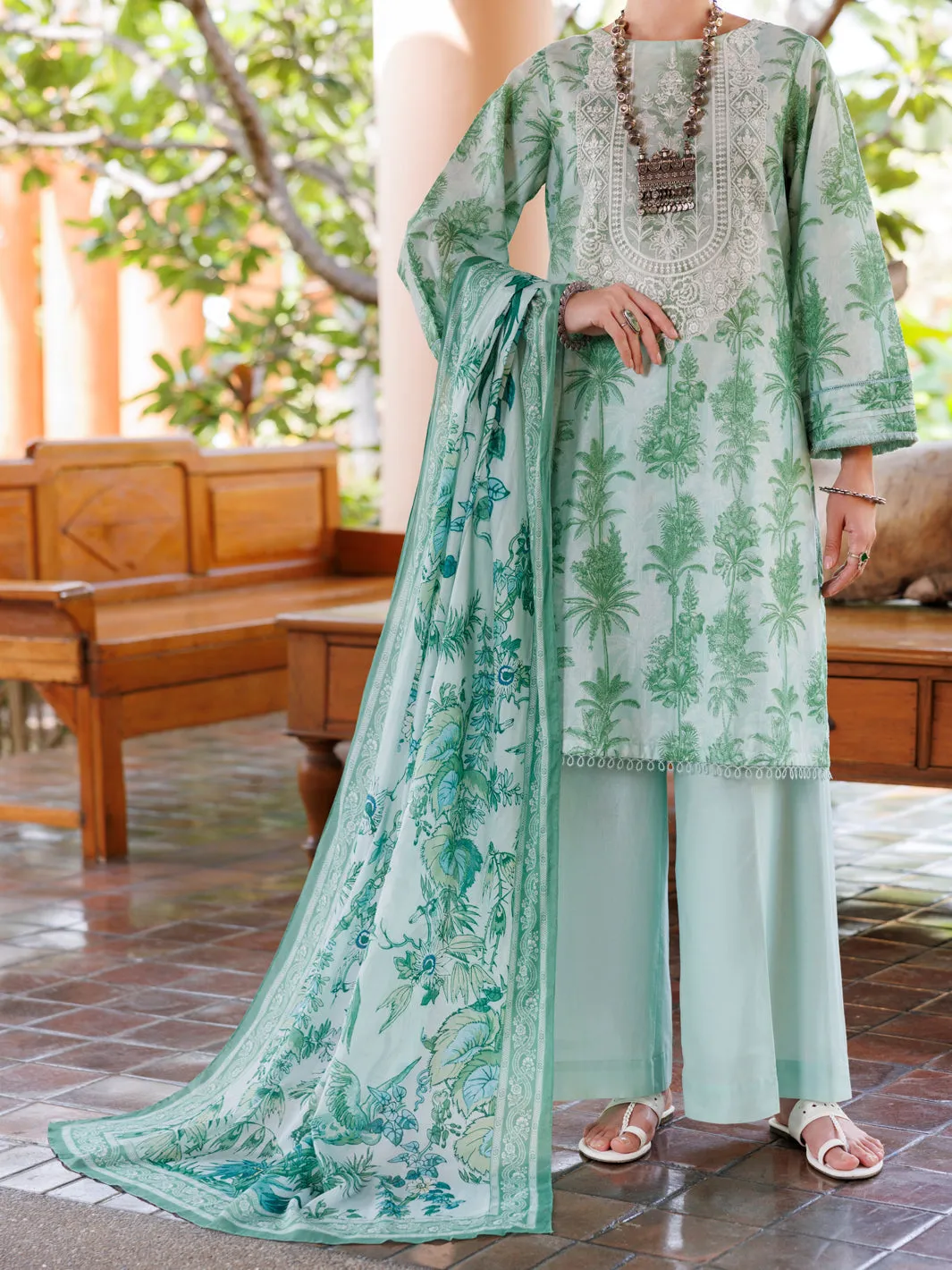 LIGHT GREEN LAWN 3PC UNSTITCHED | ALP-3PS-2006 FB-2006A sold by Junaid Jamshed