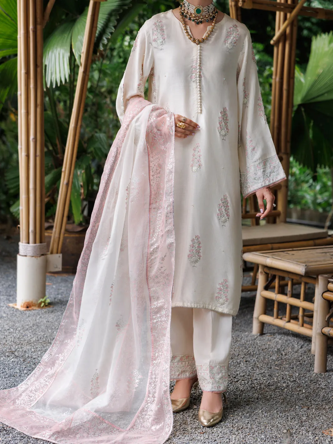 OFF WHITE MAPLE SILK 3PC STITCHED | ALP-3PS-2032/S AM-2329A sold by Junaid Jamshed