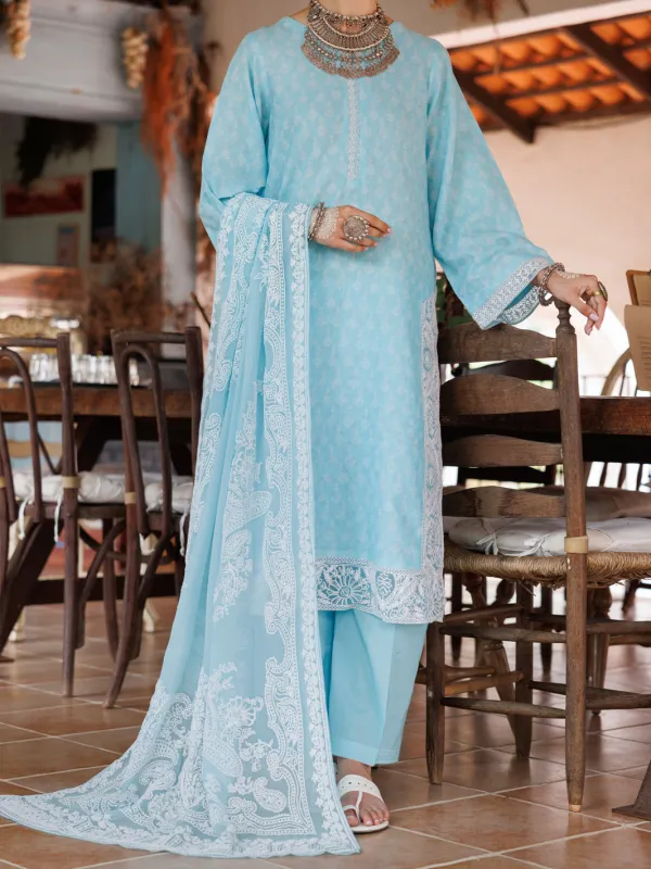 ICE BLUE COTTON DOBBY 3PC UNSTITCHED | ALP-3PS-2045 FB-2045A sold by Junaid Jamshed