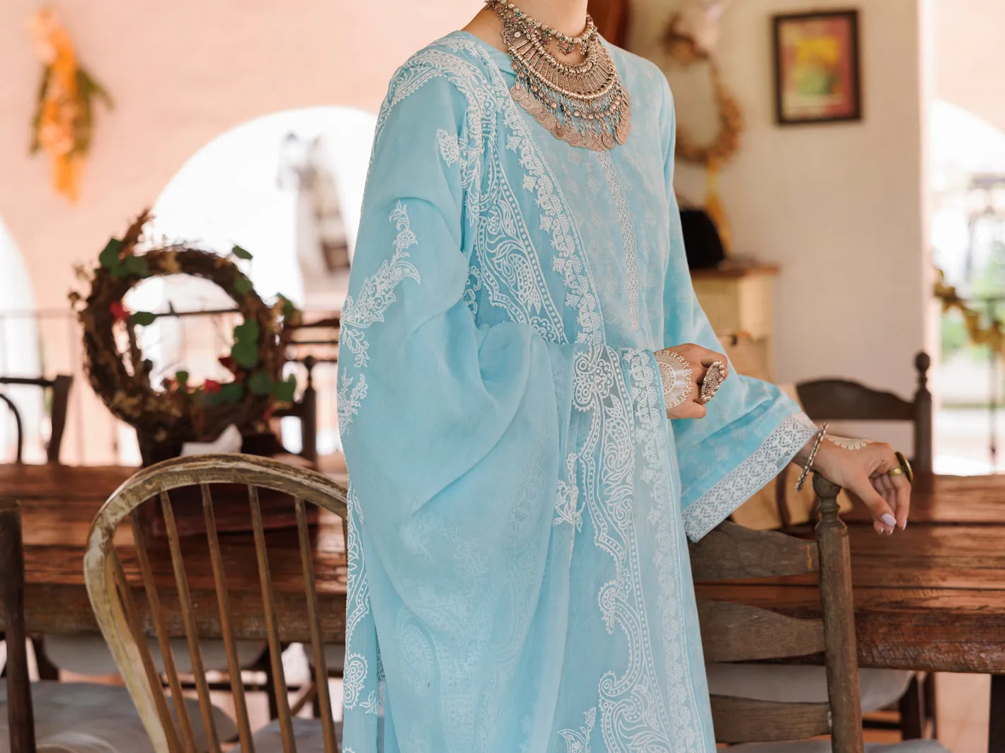 ICE BLUE COTTON DOBBY 3PC UNSTITCHED | ALP-3PS-2045 FB-2045A sold by Junaid Jamshed product image thumbnail 5