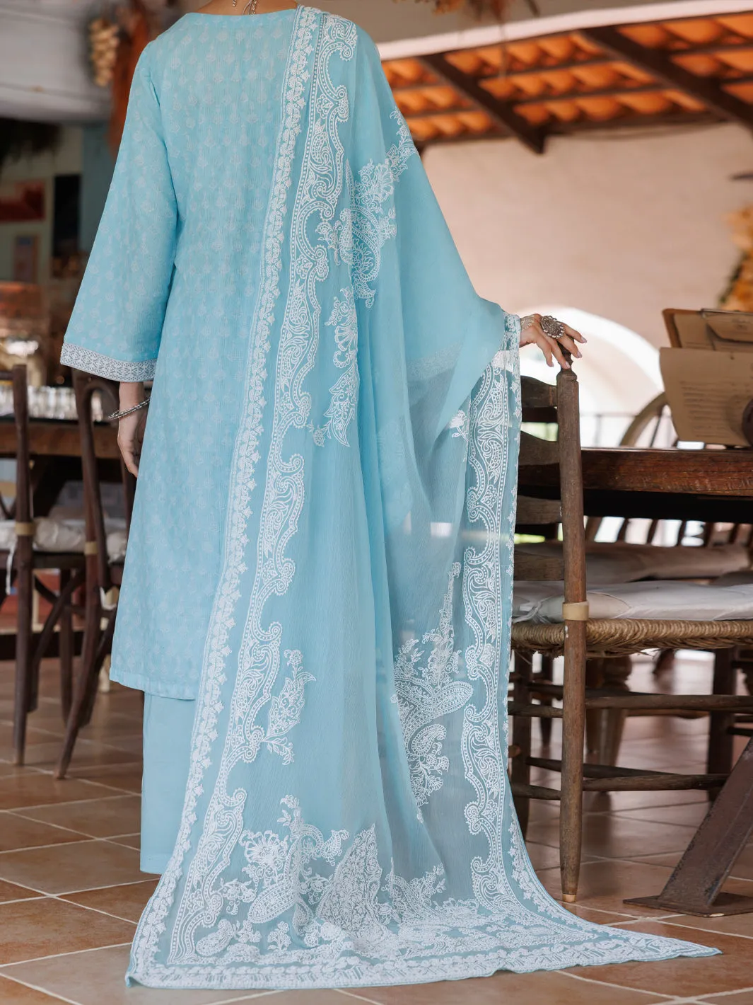 ICE BLUE COTTON DOBBY 3PC UNSTITCHED | ALP-3PS-2045 FB-2045A sold by Junaid Jamshed product image thumbnail 2