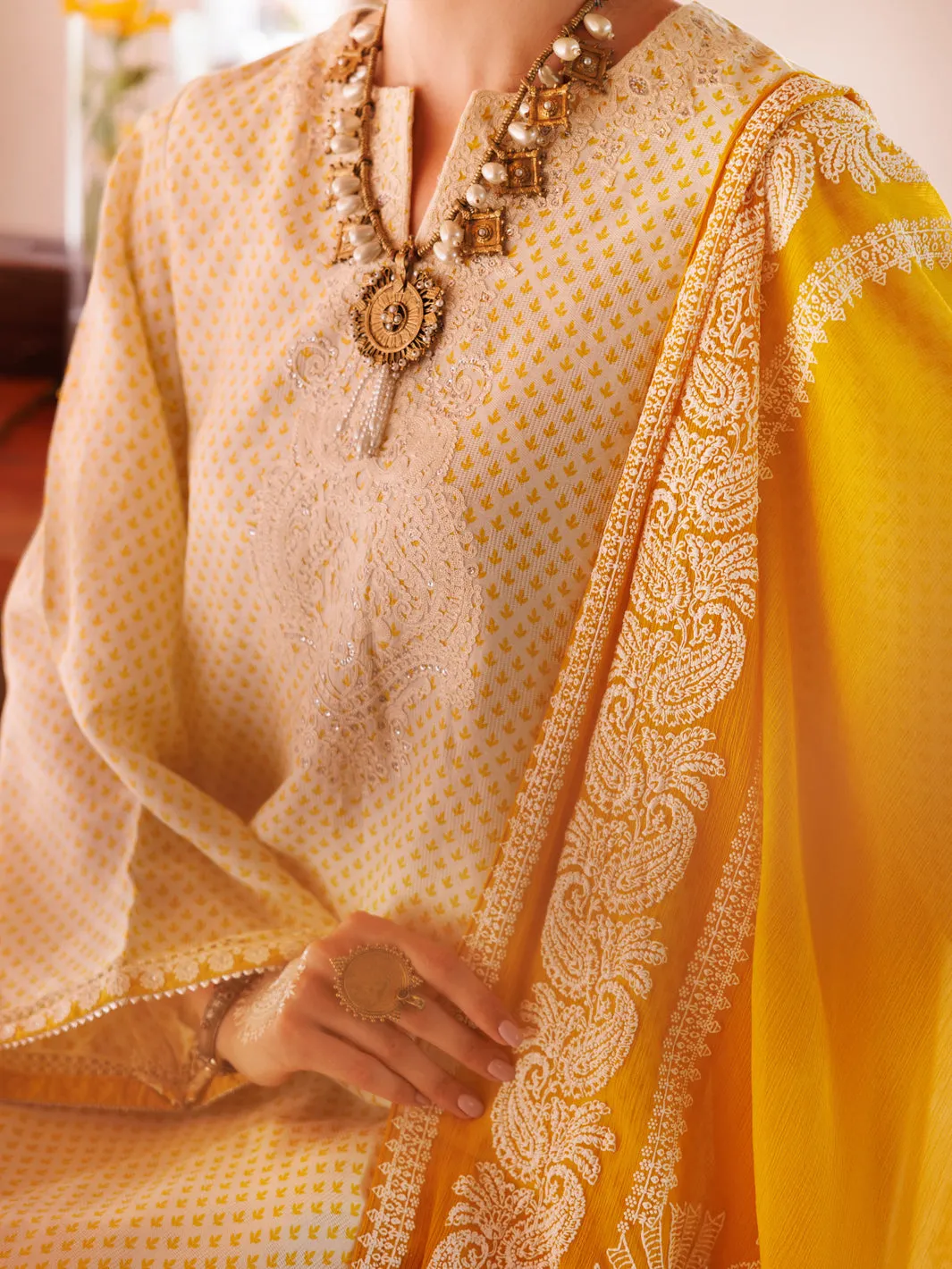 LEMON SQUARE DOBBY 3PC UNSTITCHED | ALP-3PS-2047 FB-2047A sold by Junaid Jamshed product image thumbnail 3