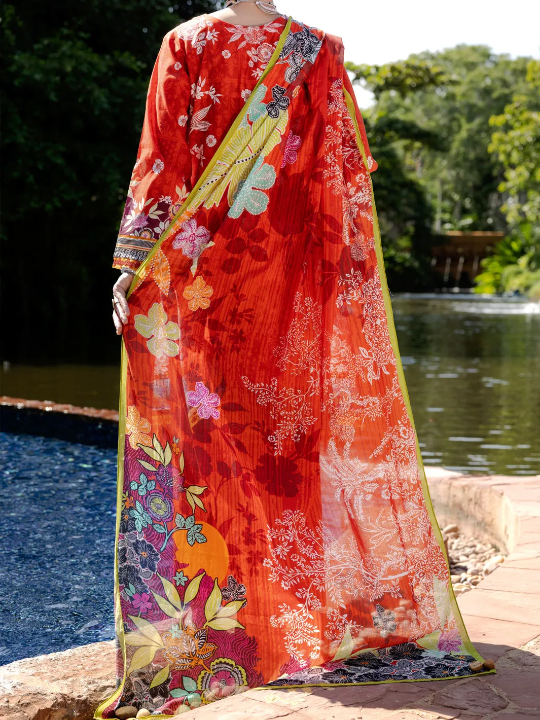 ORANGE LAWN 3PC STITCHED | ALP-3PS-2098/S FB-2098A sold by Junaid Jamshed product image thumbnail 3