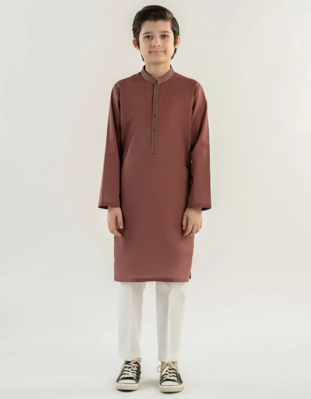 RED COTTON KURTA | JCK-A-39233/S24/JJ9552-SF sold by Junaid Jamshed