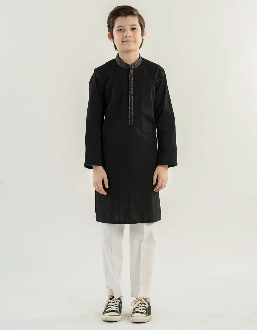 BLACK COTTON KURTA | JCK-A-47316/S24/JJ1096-SF sold by Junaid Jamshed