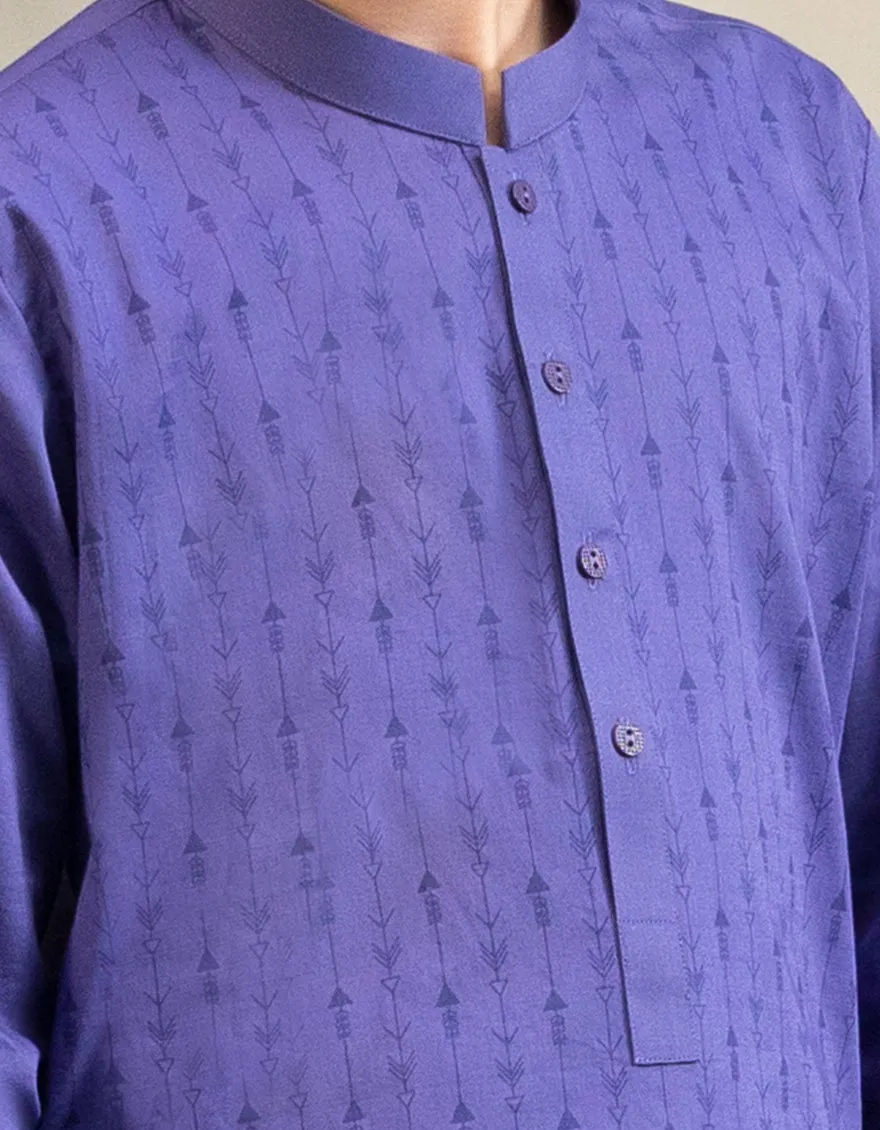 BLUE COTTON KURTA | JCK-A-50021/S25/JJ9552-CL sold by Junaid Jamshed product image thumbnail 3