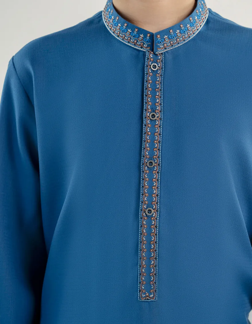 BLUE BLENDED KURTA TROUSERS | JCKP-A-39184/S24/JJ9481-SF sold by Junaid Jamshed product image thumbnail 2