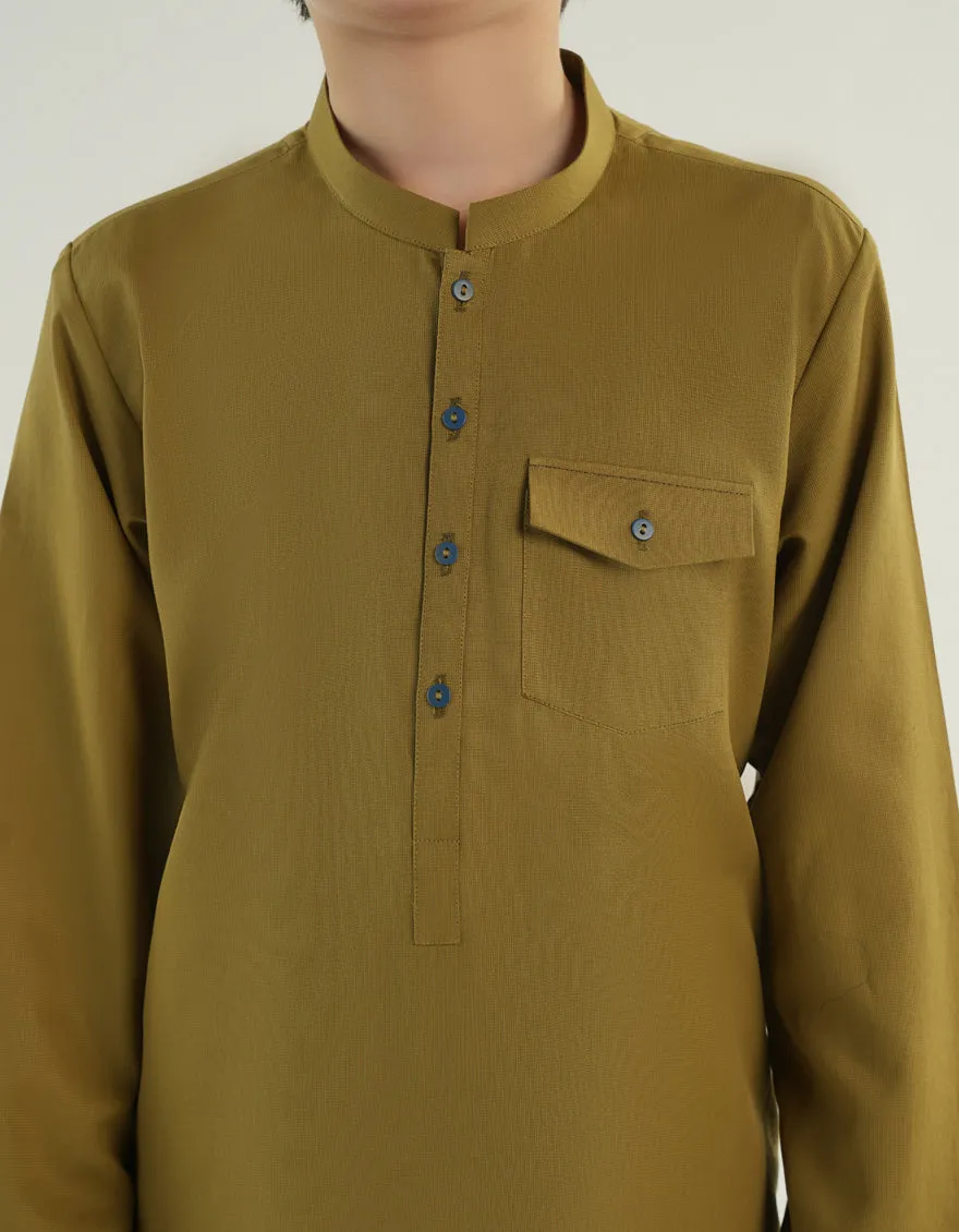 GREEN BLENDED KURTA TROUSERS | JCKP-A-46483/S24/JJ9617-CL sold by Junaid Jamshed product image thumbnail 3
