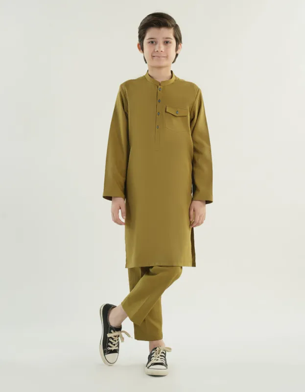 GREEN BLENDED KURTA TROUSERS | JCKP-A-46483/S24/JJ9617-CL made by Junaid Jamshed
