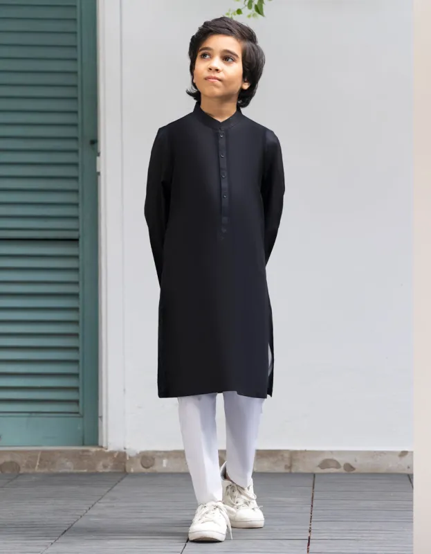 BLACK COTTON KURTA | JCK-S-90486/S25/JJ9212-SF sold by Junaid Jamshed