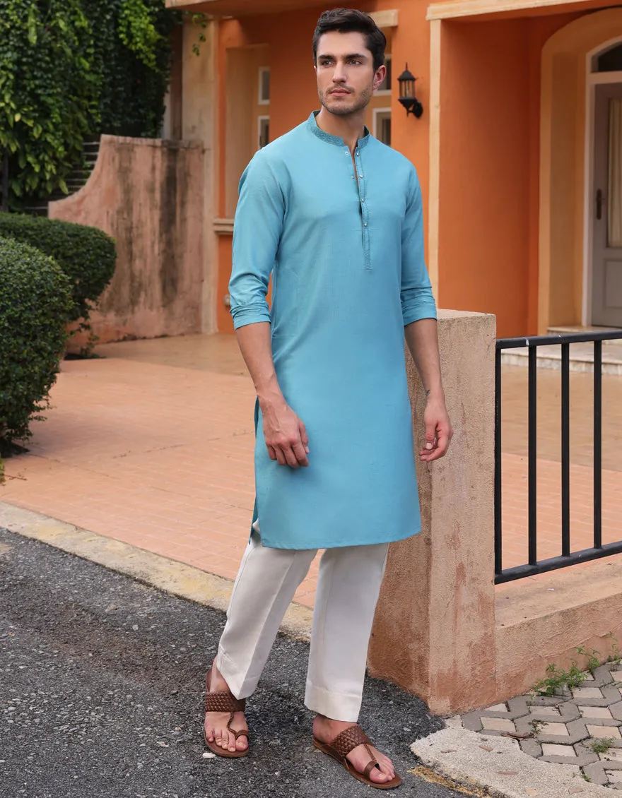 GREEN BLENDED KURTA | JJK-A-33060/S25/JJ9360-SF sold by Junaid Jamshed