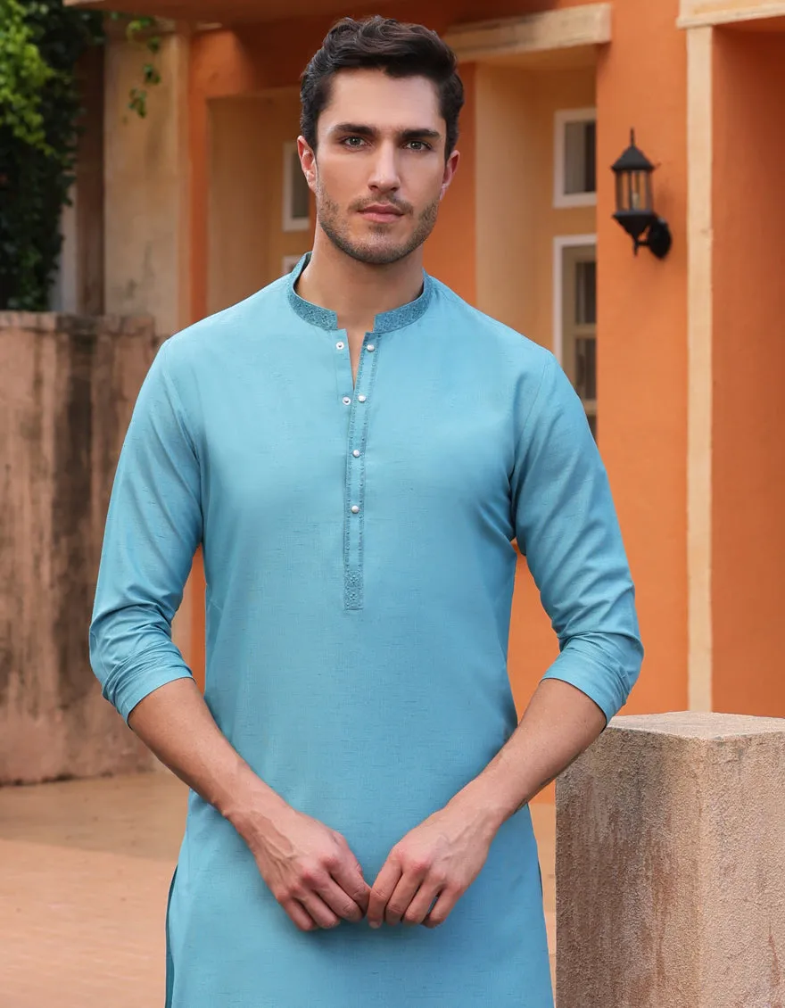 GREEN BLENDED KURTA | JJK-A-33060/S25/JJ9360-SF sold by Junaid Jamshed product image thumbnail 2