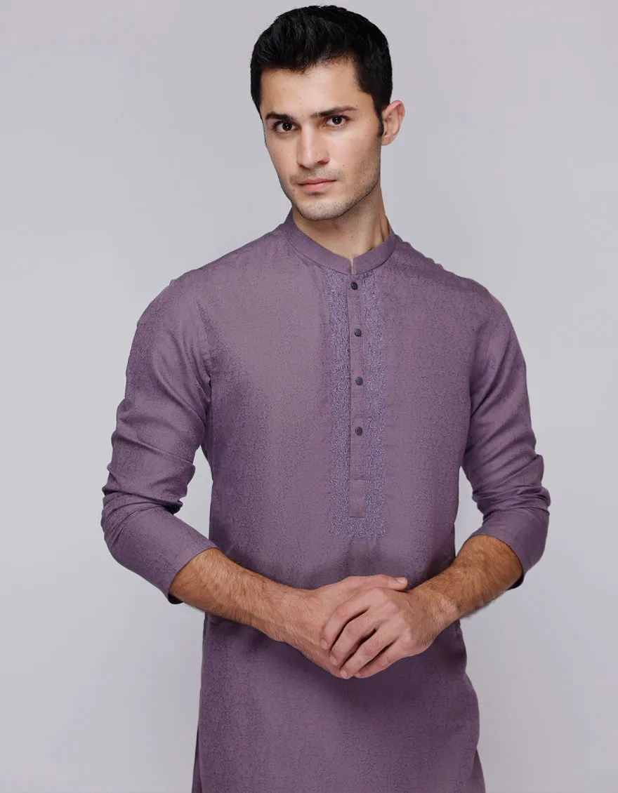 PURPLE BLENDED KURTA | JJK-A-33114/S25/JJ9413-SF sold by Junaid Jamshed product image thumbnail 2