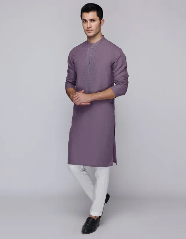 PURPLE BLENDED KURTA | JJK-A-33114/S25/JJ9413-SF sold by Junaid Jamshed