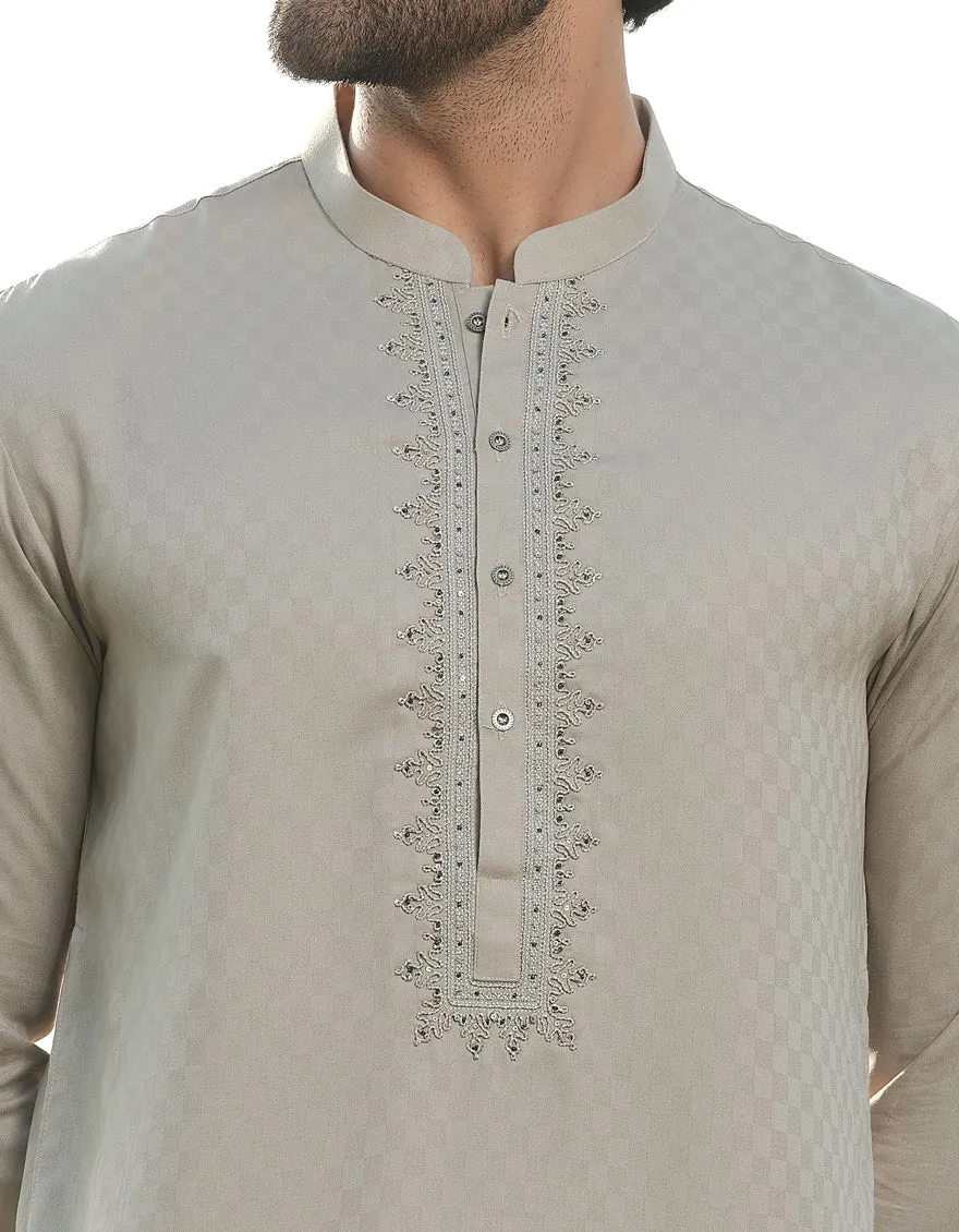 GREEN BLENDED KURTA | JJK-A-34929/S24/JJ9592-FL sold by Junaid Jamshed product image thumbnail 3