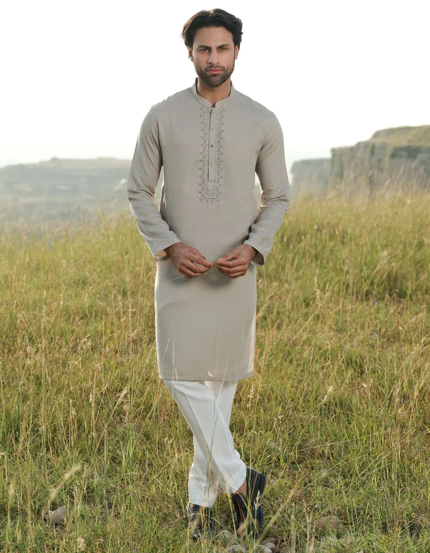 GREEN BLENDED KURTA | JJK-A-34929/S24/JJ9592-FL sold by Junaid Jamshed