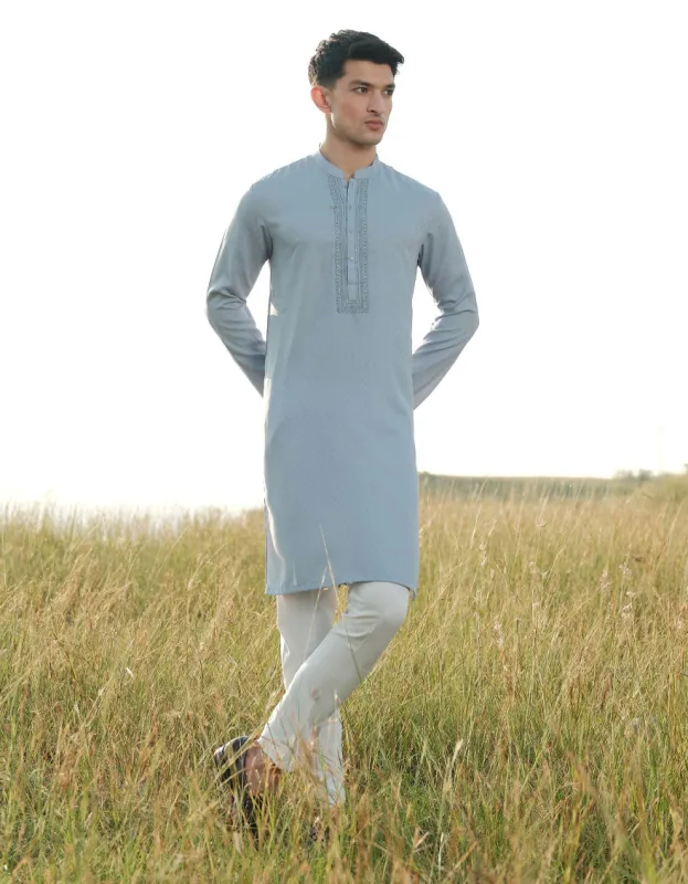 BLUE BLENDED KURTA | JJK-A-34930/S24/JJ9592-FL sold by Junaid Jamshed