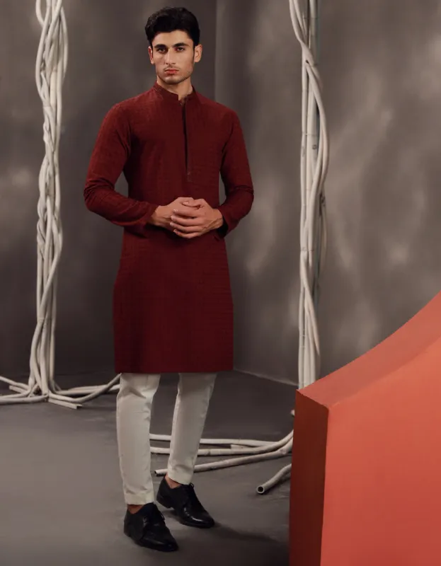 PURPLE COTTON KURTA | JJK-A-47280/S24/JJ9631-FL sold by Junaid Jamshed