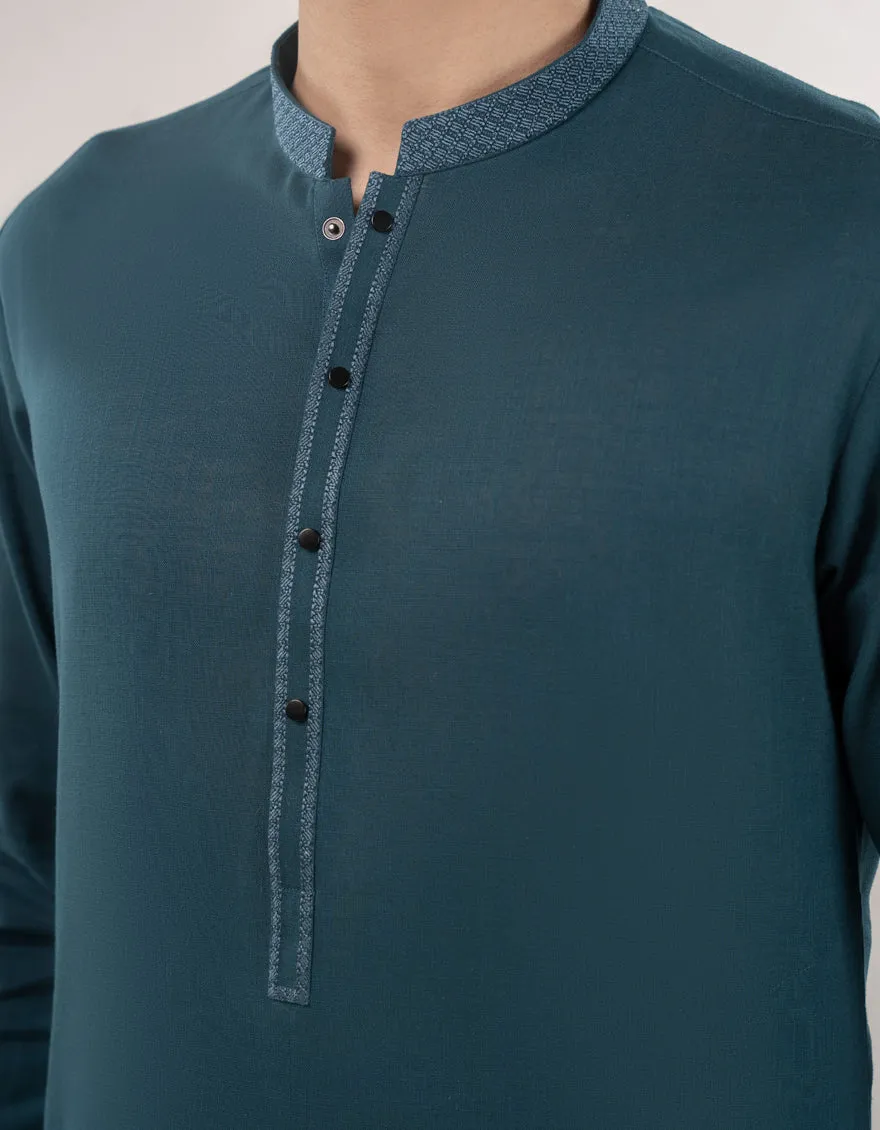 GREEN COTTON KURTA TROUSERS | JJKP-A-33177/S25/JJ9732-SF sold by Junaid Jamshed product image thumbnail 3