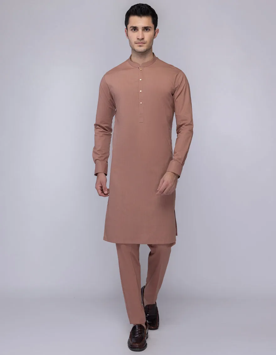 BROWN COTTON KURTA TROUSERS | JJKP-A-33203/S25/JJ9631-CL sold by Junaid Jamshed