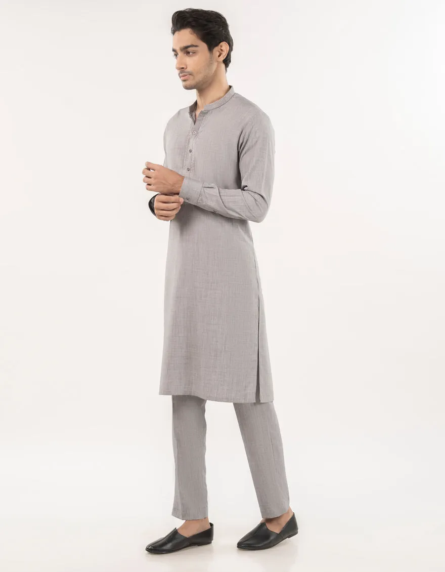 GREY BLENDED KURTA TROUSERS | JJKP-A-46474/S24/JJ9368-CL sold by Junaid Jamshed