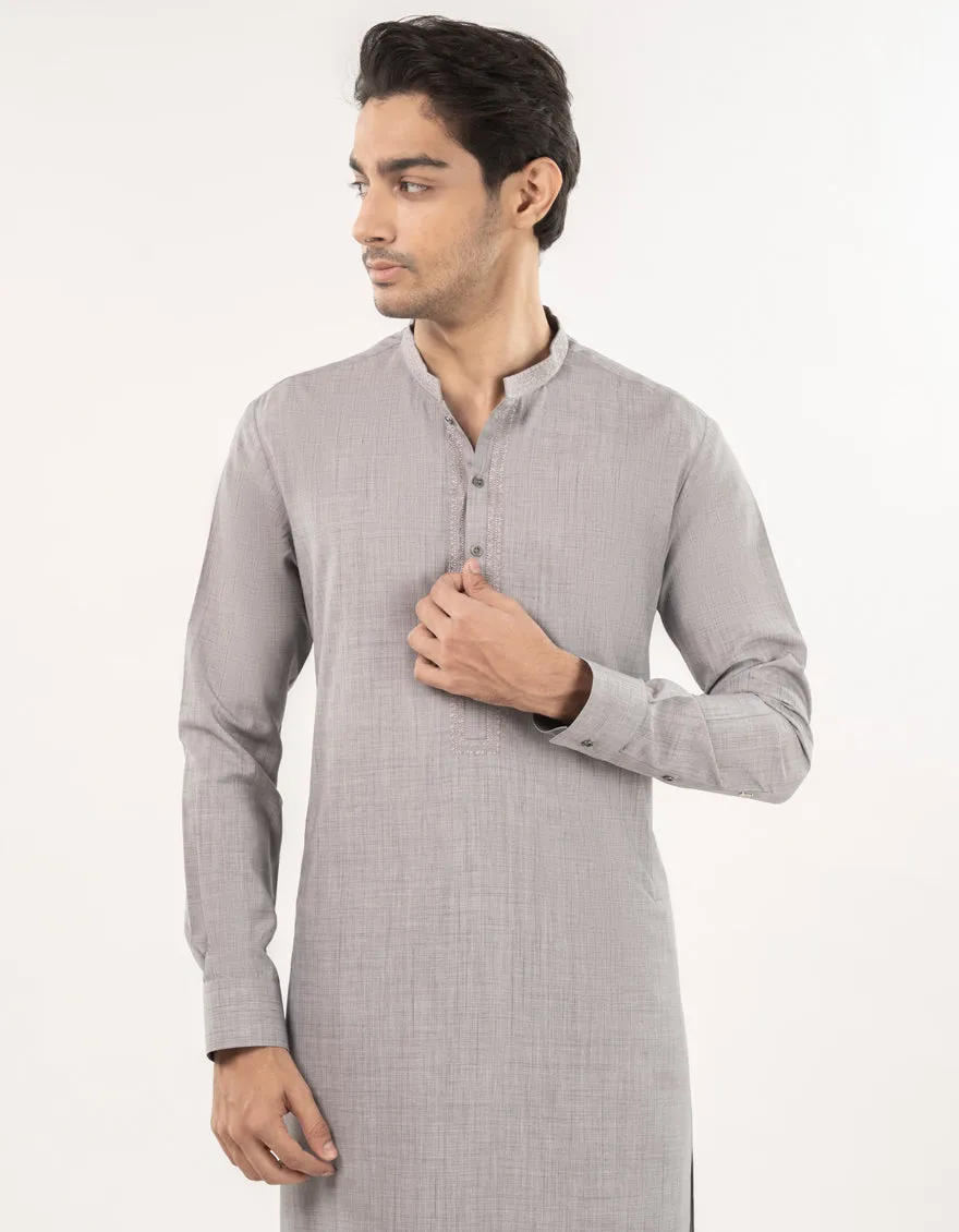 GREY BLENDED KURTA TROUSERS | JJKP-A-46474/S24/JJ9368-CL sold by Junaid Jamshed product image thumbnail 2