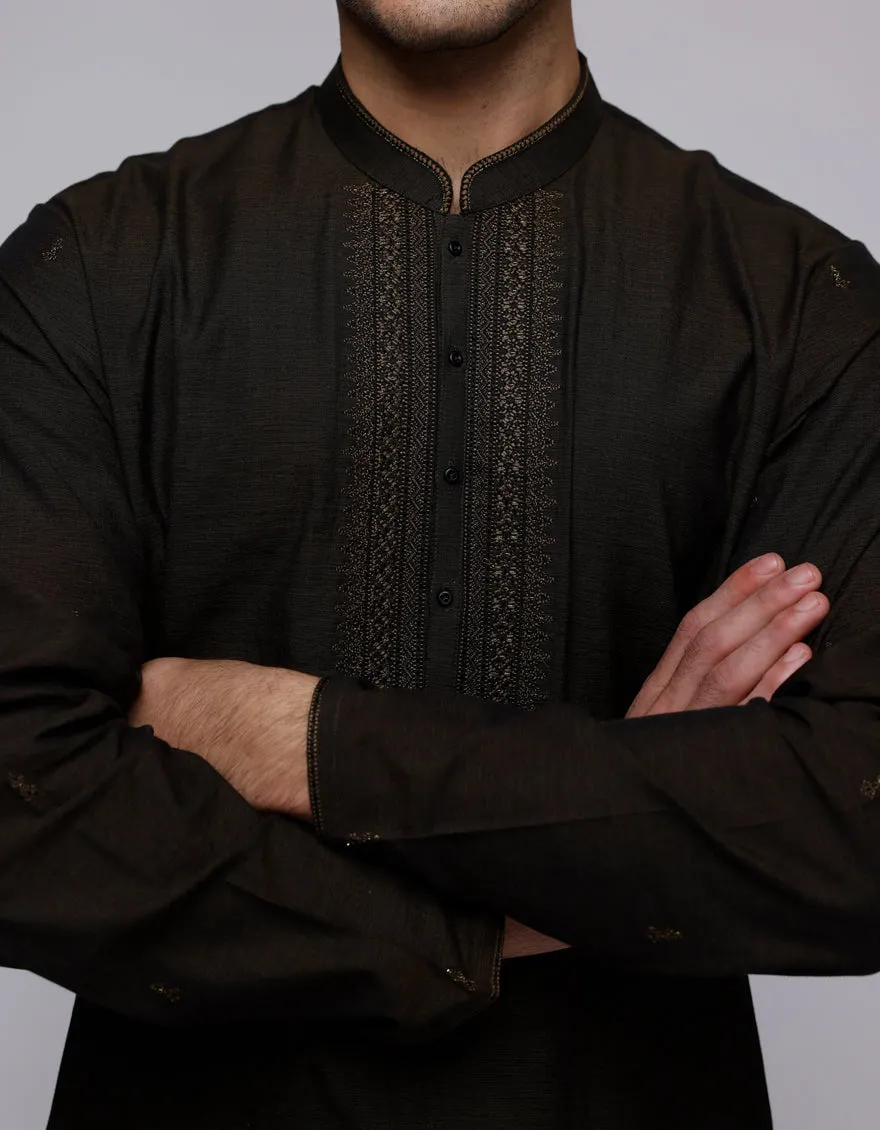 BROWN COTTON FORMAL KURTA TROUSERS | JJKP-SP-34883/S25/DMS1022-FL sold by Junaid Jamshed product image thumbnail 2