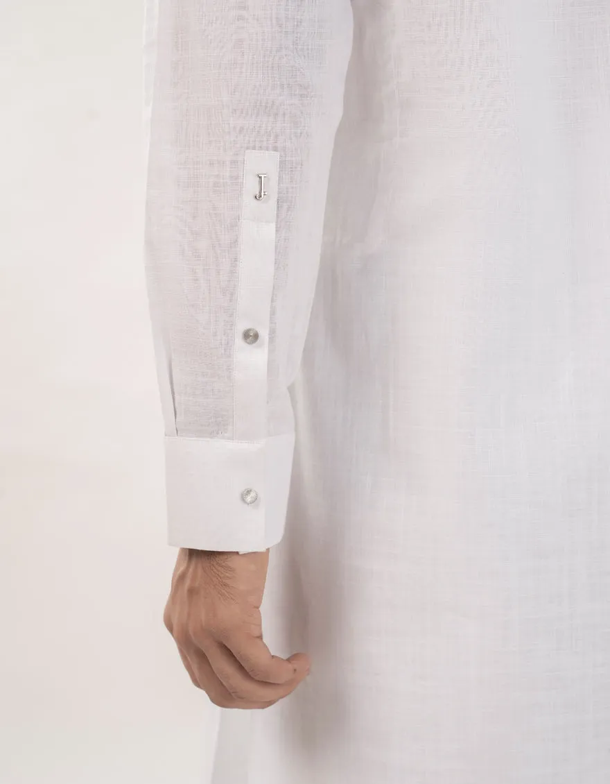 WHITE COTTON KURTA TROUSERS | JJKP-W-33176/S24/JJ9732-SF sold by Junaid Jamshed product image thumbnail 4