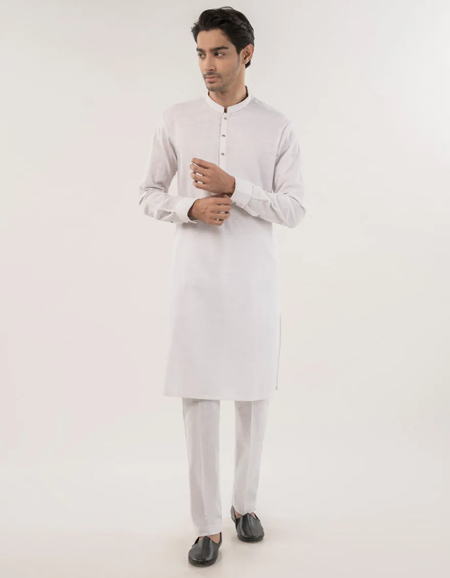 WHITE COTTON KURTA TROUSERS | JJKP-W-33176/S24/JJ9732-SF sold by Junaid Jamshed
