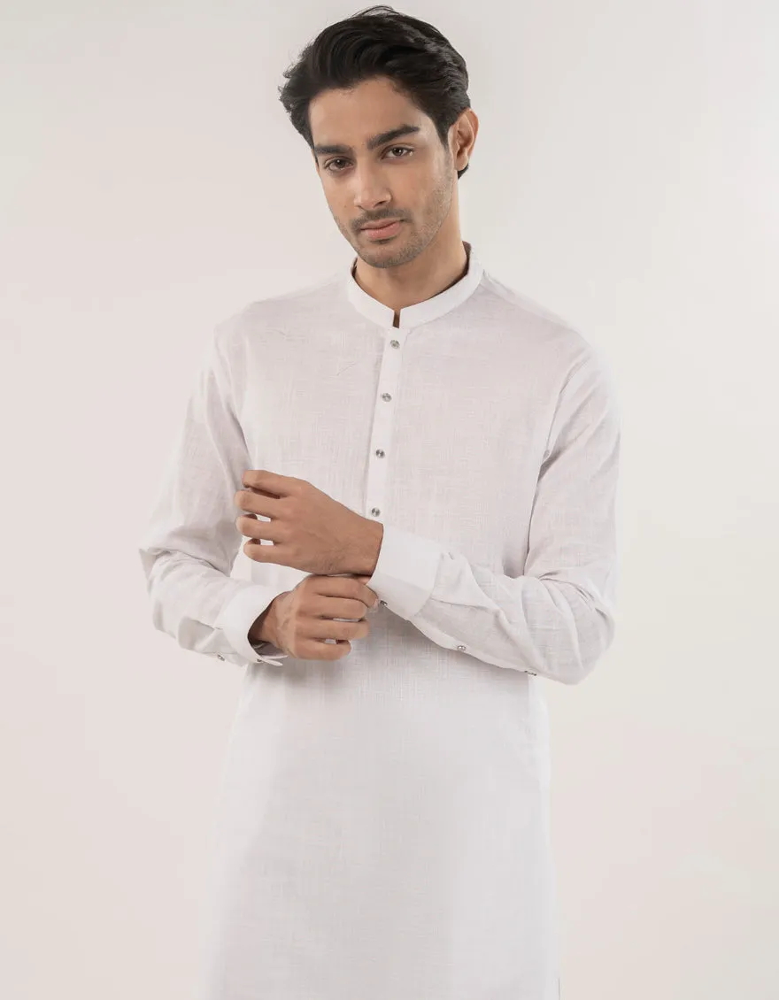 WHITE COTTON KURTA TROUSERS | JJKP-W-33176/S24/JJ9732-SF sold by Junaid Jamshed product image thumbnail 2