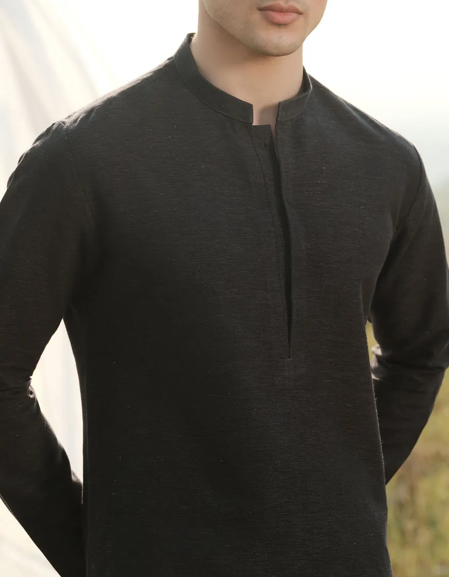 BLACK COTTON KURTA TROUSERS | JJKP-W-47361/S24/JJ9662-FL sold by Junaid Jamshed product image thumbnail 4