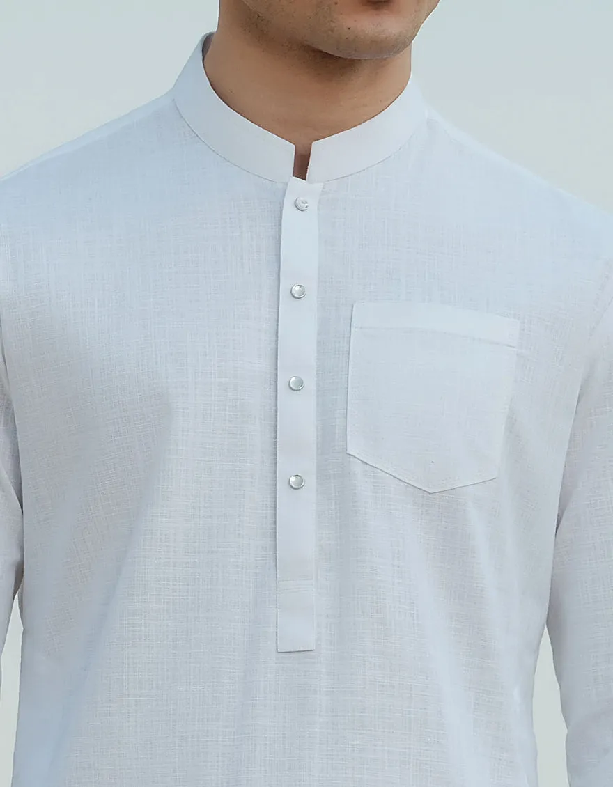 WHITE COTTON KURTA TROUSERS | JJKP-W-47364/S24/JJ9585-CL sold by Junaid Jamshed product image thumbnail 3