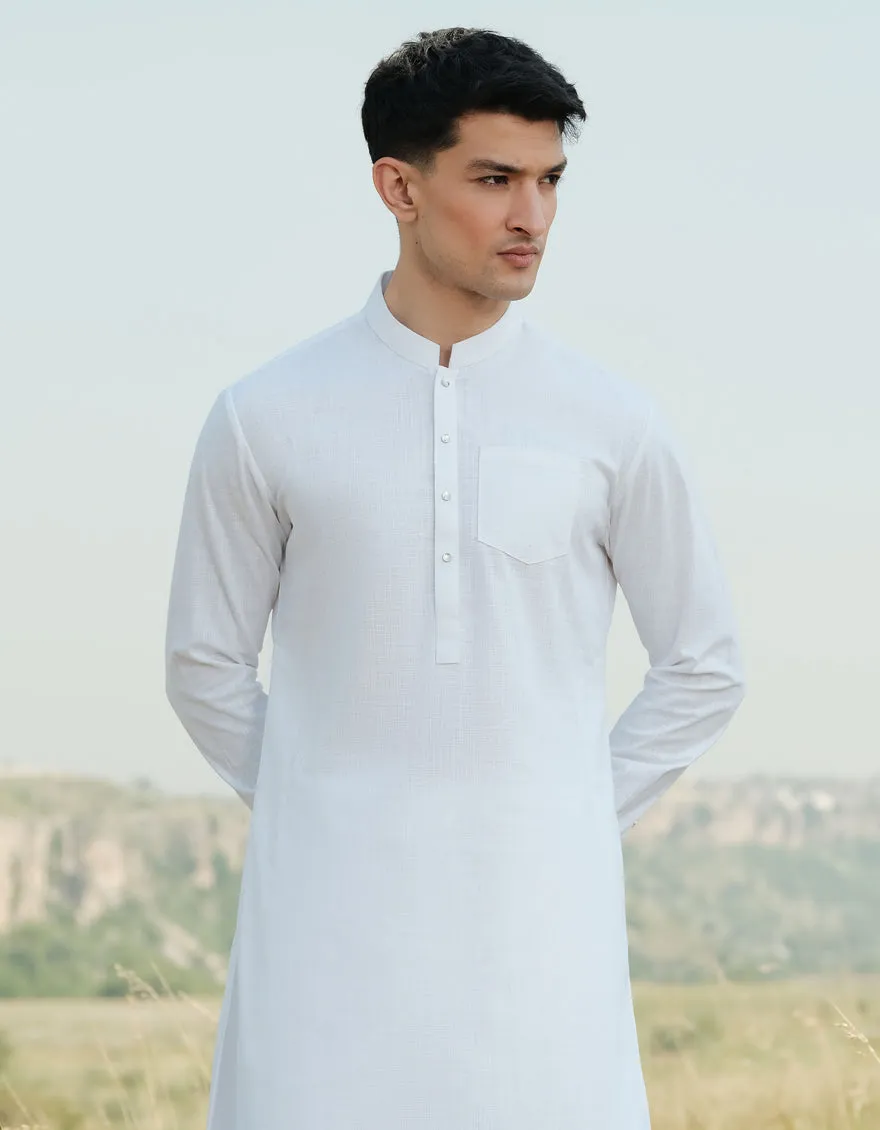 WHITE COTTON KURTA TROUSERS | JJKP-W-47364/S24/JJ9585-CL sold by Junaid Jamshed product image thumbnail 4