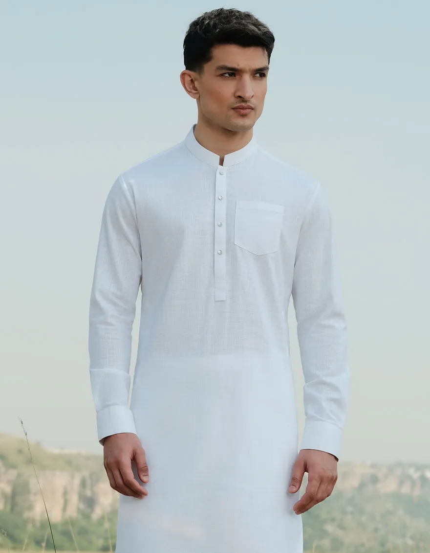 WHITE COTTON KURTA TROUSERS | JJKP-W-47364/S24/JJ9585-CL sold by Junaid Jamshed product image thumbnail 2