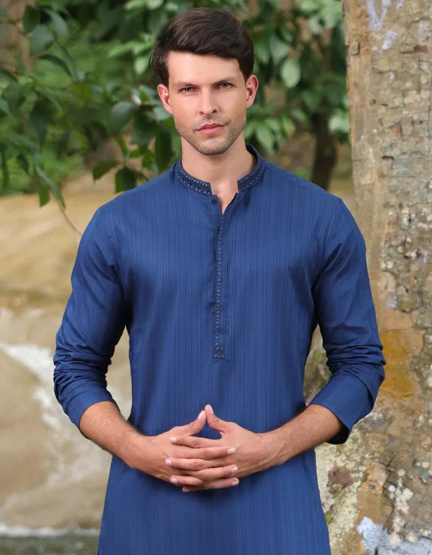 BLUE COTTON KURTA | JJK-S-33065/S25/JJ9500-SF sold by Junaid Jamshed product image thumbnail 2
