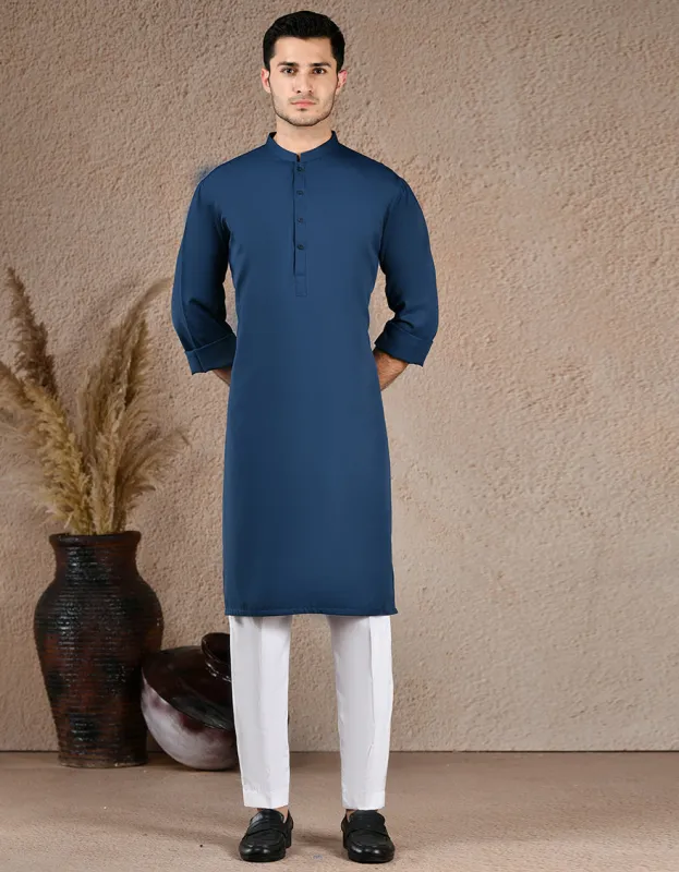 BLUE COTTON KURTA | JJK-S-39308/S25/JJ5252-FL sold by Junaid Jamshed