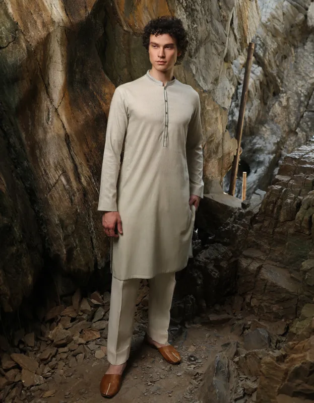 GREEN COTTON KURTA | JJK-S-46487/S25/JJ9502-SF sold by Junaid Jamshed