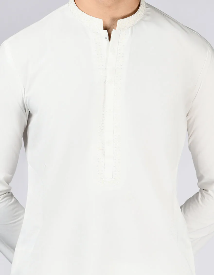 WHITE BLENDED KAMEEZ SHALWAR | JJKS-A-33047/S24/JJ9569-SF sold by Junaid Jamshed product image thumbnail 3