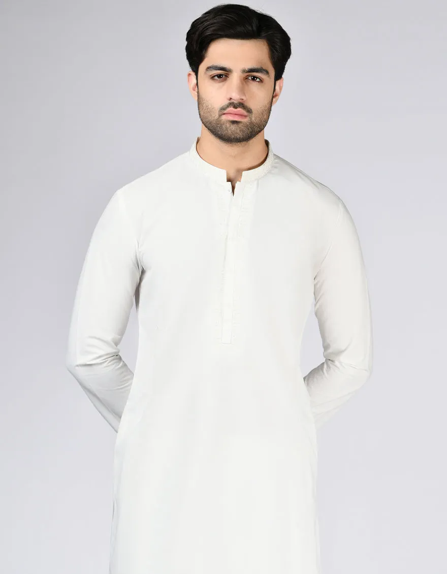 WHITE BLENDED KAMEEZ SHALWAR | JJKS-A-33047/S24/JJ9569-SF sold by Junaid Jamshed product image thumbnail 2
