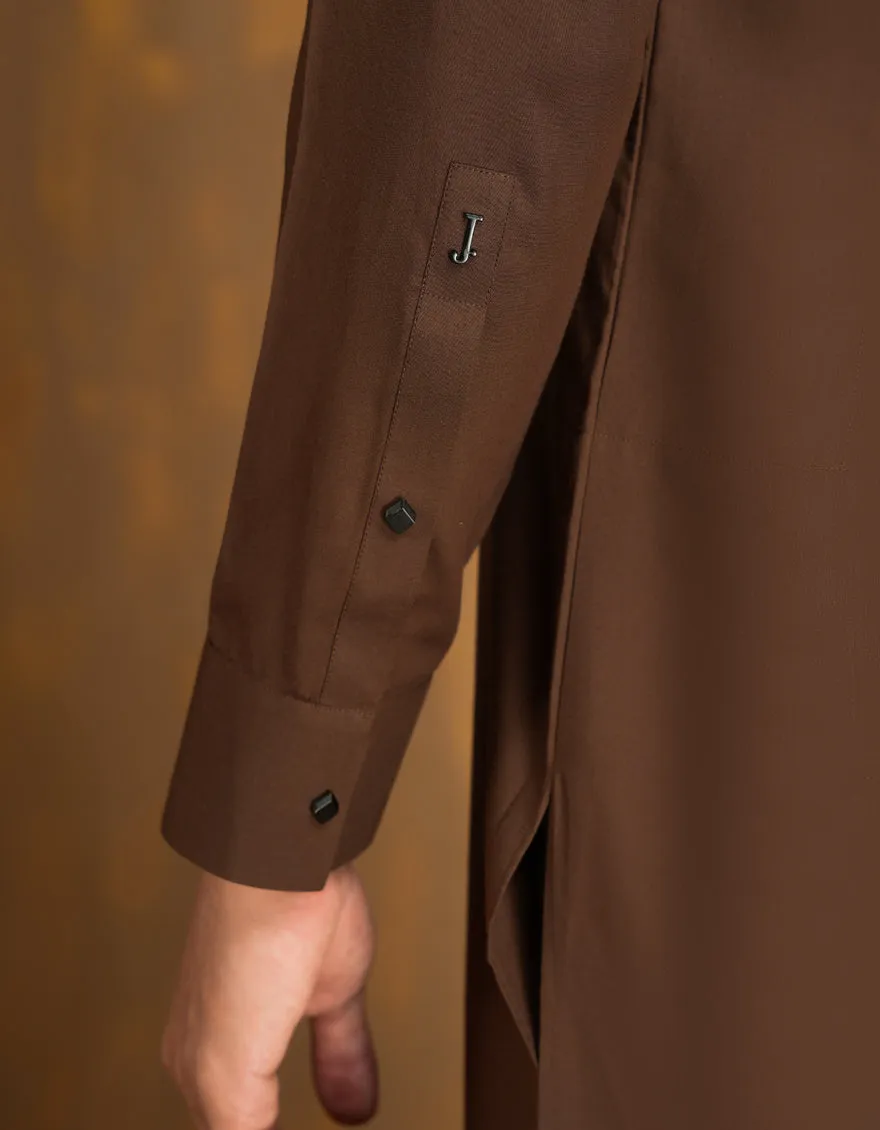 BROWN BLENDED KAMEEZ SHALWAR | JJKS-A-33089/S24/JJ8868-SF sold by Junaid Jamshed product image thumbnail 4