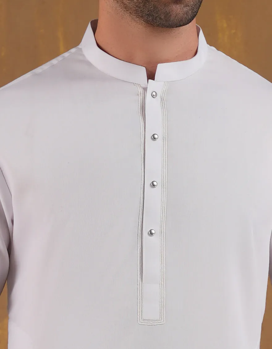 WHITE BLENDED KAMEEZ SHALWAR | JJKS-A-90500/S24/JJ9663-SF sold by Junaid Jamshed product image thumbnail 3